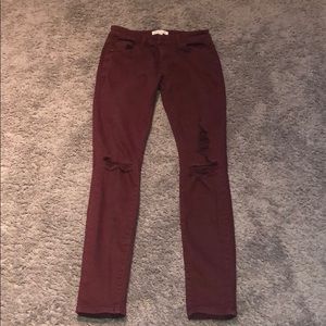 Only once worn maroon skinny jeans
